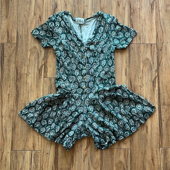 Vintage Green and cream floral romper - Picture 3 of 9